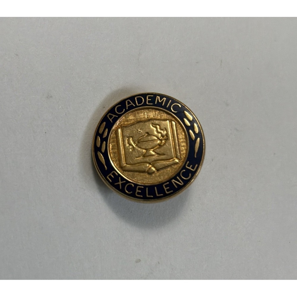 Vtg Academic Excellence Award Of Academic Achievement Lapel Pin Pinback Gold